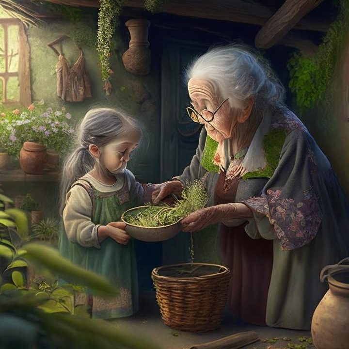 Бабушка лечит девочку травами